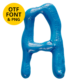 Cobalt paint letter of the Oil Blue Font with the OTF and PNG badge