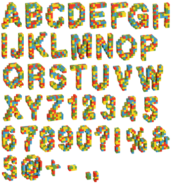 Lego Random Color plastic Font