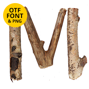 dry twigs font letter M