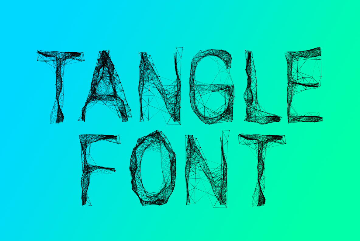 Cover image spelling the name of the Tangle Font in fine tangled black lines