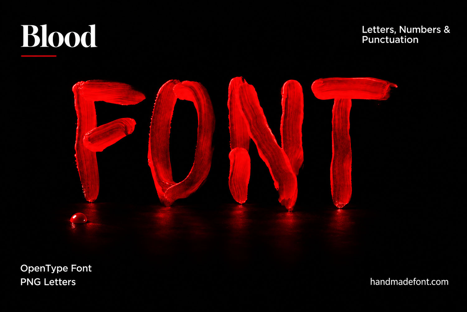 Dark cover with the word FONT painted in the Blood Font