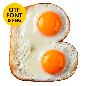 Fried egg capital B with two yolks from the Fried Eggs Font