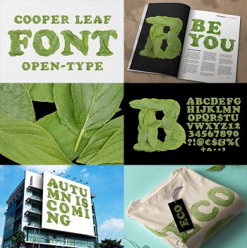 Close view of a leaf-built letter from the Cooper Leaf Font