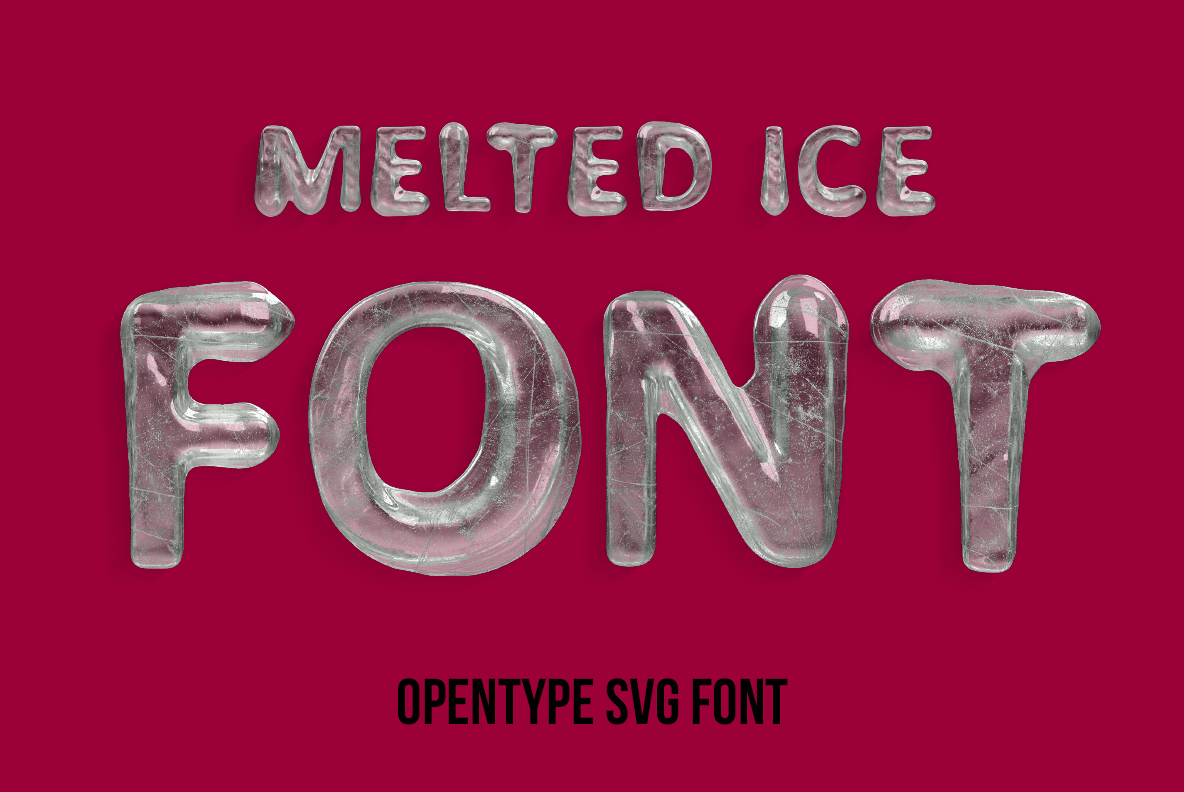 Dark red poster reading FONT in the Ice Water Melt Font with small label text above and below