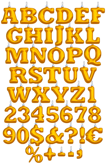 New Year Balls yellow Font