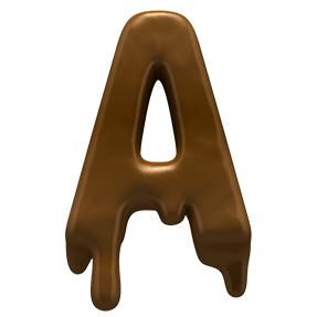 Letter A of the Choco Font with chocolate running off the strokes