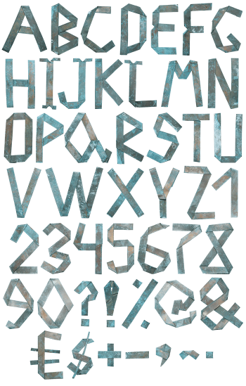 Green Origami Copper handmade Font