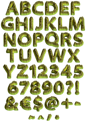 Full alphabet and number chart of the Island Font