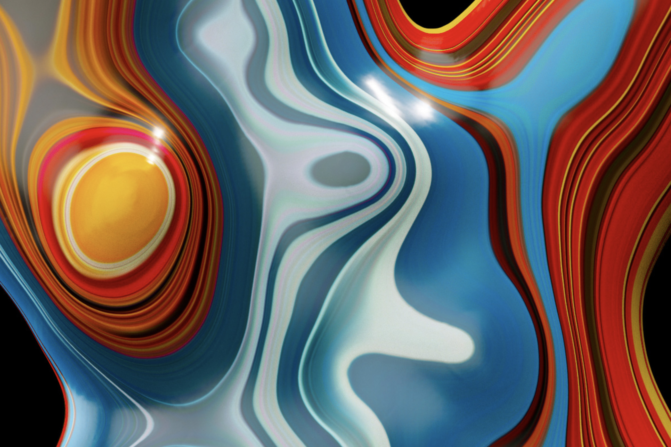 Paint Melt Font Colour Detail Close view of the swirled red, blue and orange bands behind the Paint Melt Font