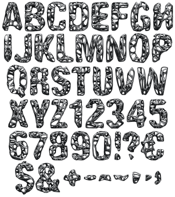 Black Net Font letters