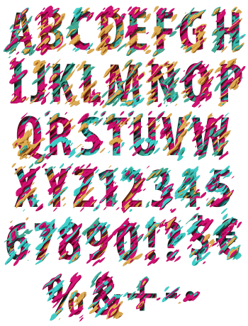 Full alphabet and number chart of the Jupiter Font