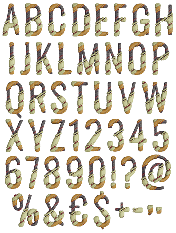 Full Speedy Font alphabet assembled from separate tubular segments
