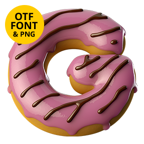 Letter G of the Glazed Pink Donut Font on a light square with the OTF and PNG badge