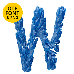 Letter W of the Frozen King Font on a light square with the OTF and PNG badge