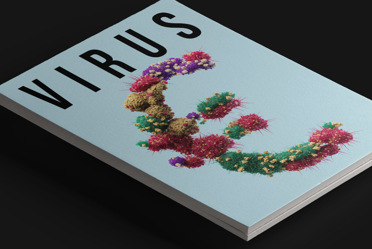 Magazine cover with a single word set in the Bacteria Font