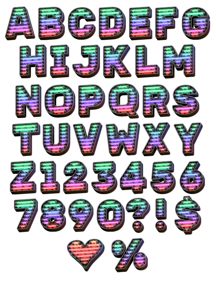 Multicolor Neon Font - Image 2
