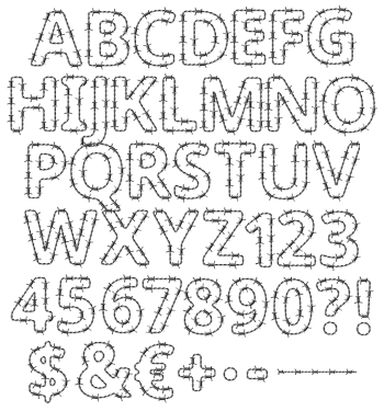 Full uppercase alphabet in Barbed Wire Font