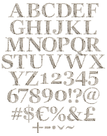 Complete Archaeology Font alphabet, numerals and symbols built from bones