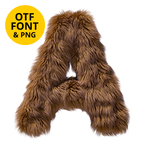 Letter A of the Brown Teddy Bear Font on a light square with the OTF and PNG badge