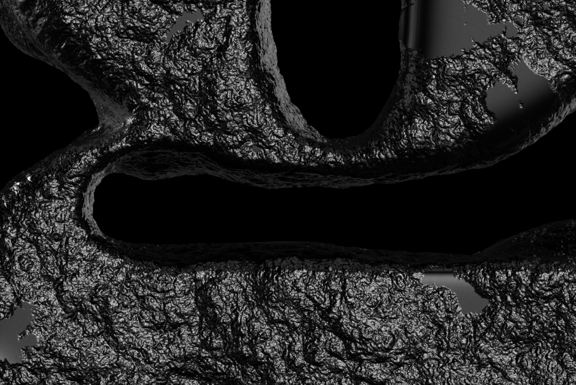 Black Stone Font surface close-up Close-up of the Black Stone Font surface showing pits, crust and sharp ridges