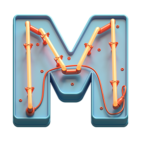 Toy Neon Font Letter M