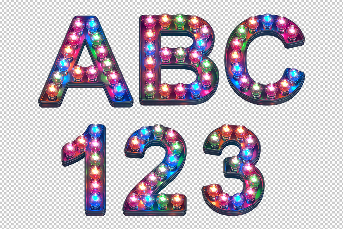 Photoshop test of the Colorful Lamp Font