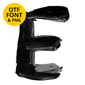 Close-up of the letter E from Black Paint Font showing bold cracked brush texture