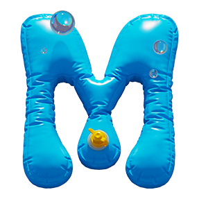 Blue Inflatable Swimming Ring alphabet