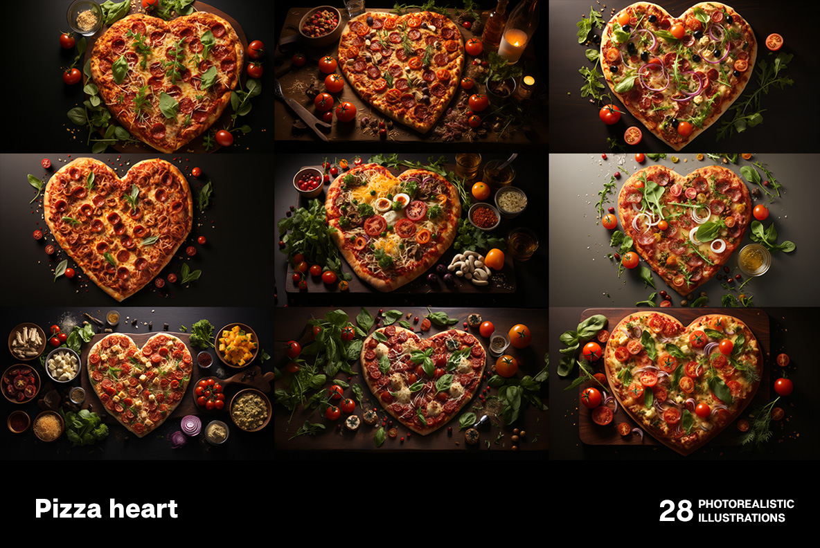 Heart shaped pizza image