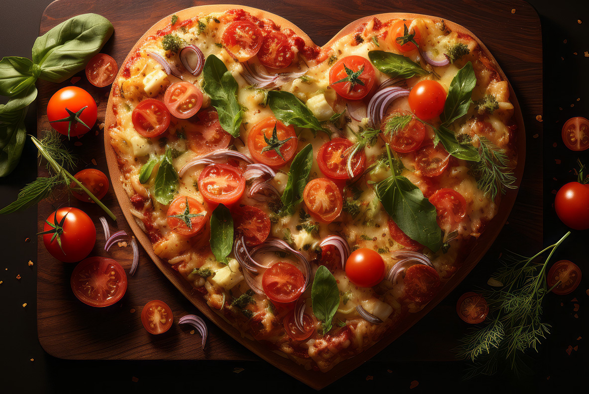 Heart shaped pizza image
