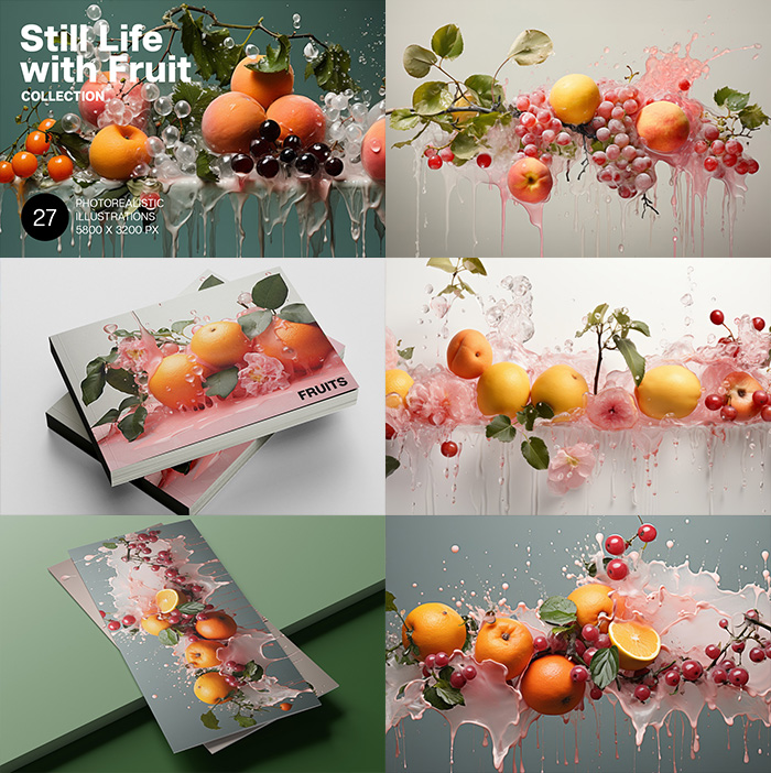 Still Life with Fruit illustrations in modern style - Image 2
