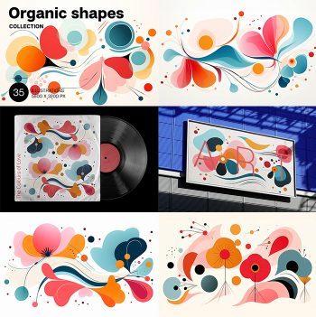 A set of 35 Organic shapes illustrations in minimalist style