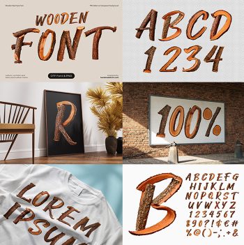 Preview image of the slanted branch alphabet of the Wooden OpenType Font