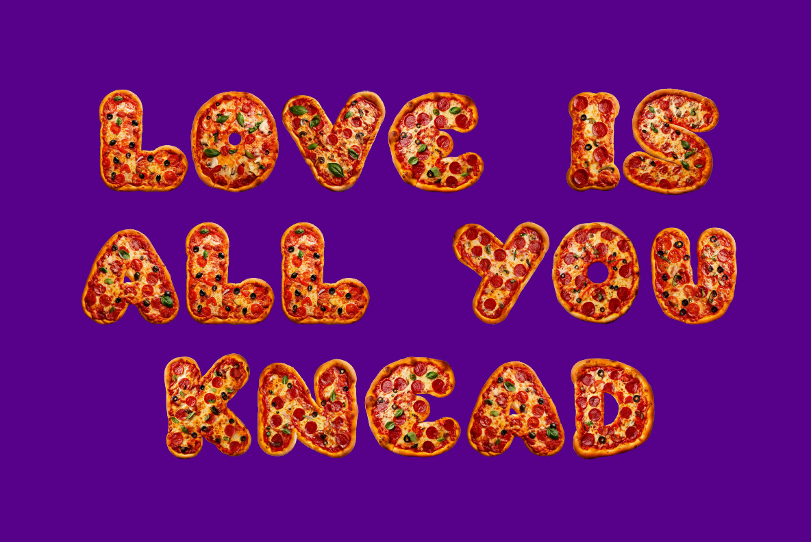 Pizza Font used on a colourful pizzeria menu