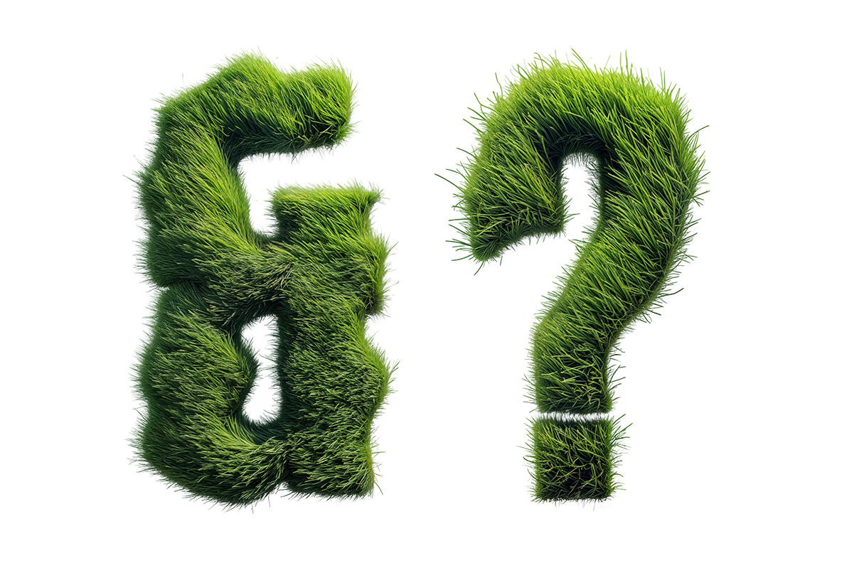 Grassland Font symbols Ampersand and question mark of the Grassland Font covered in grass blades