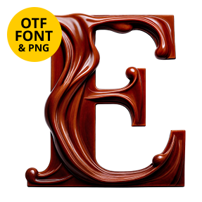 Serif letter from the Classic Chocolate Font sculpted in swirling chocolate
