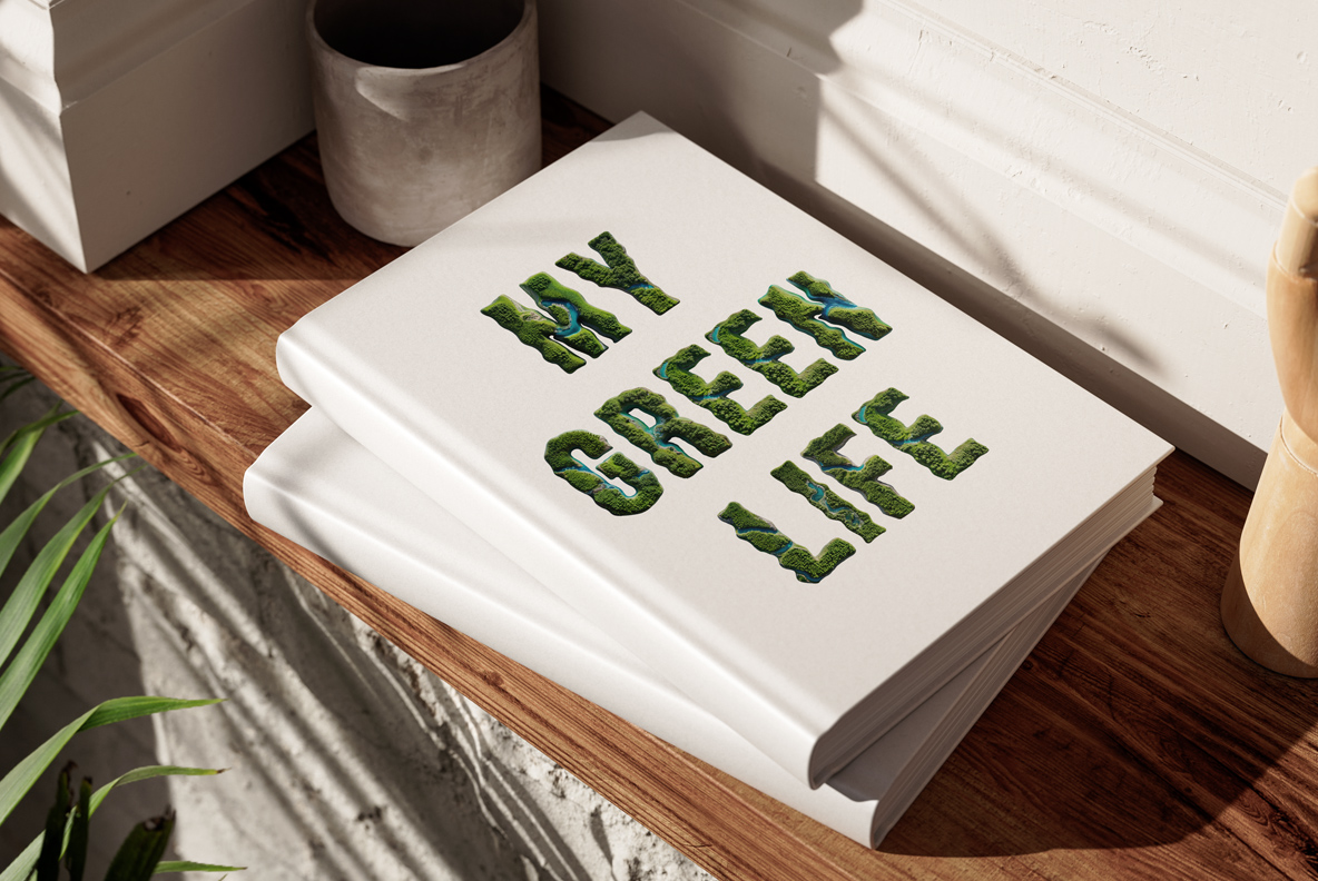 Folded white shirts printed with three words in the NatureForm Font