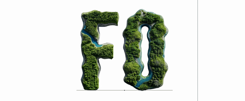 Animated preview of the NatureForm Font cycling through forest letters