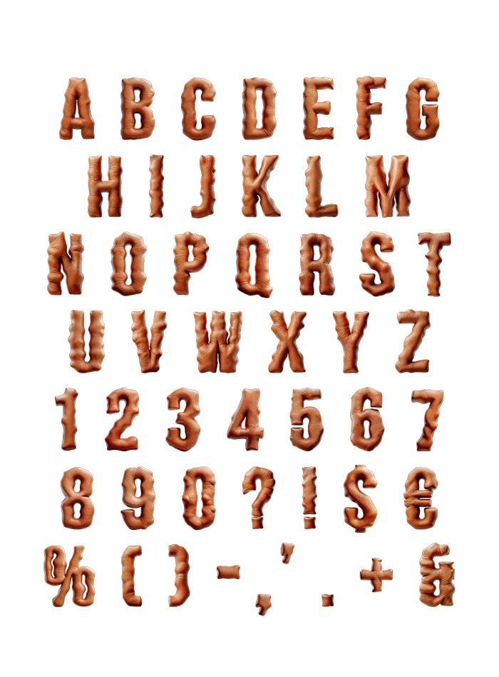 Single skin letter of the SkinCrawl Font shown large on a plain cream background
