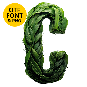 Green Leaves Font green leaf-shaped letter C in a botanical design