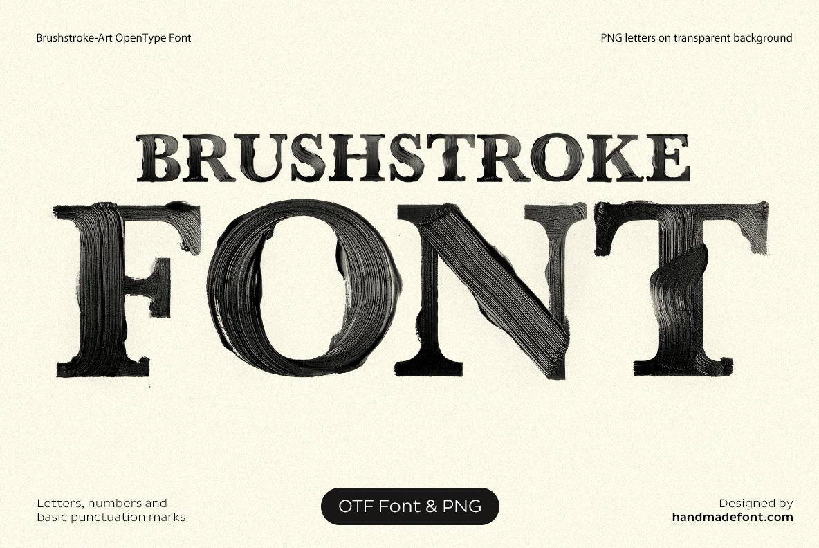 Brushstroke Art Font featuring artistic painted brush letters