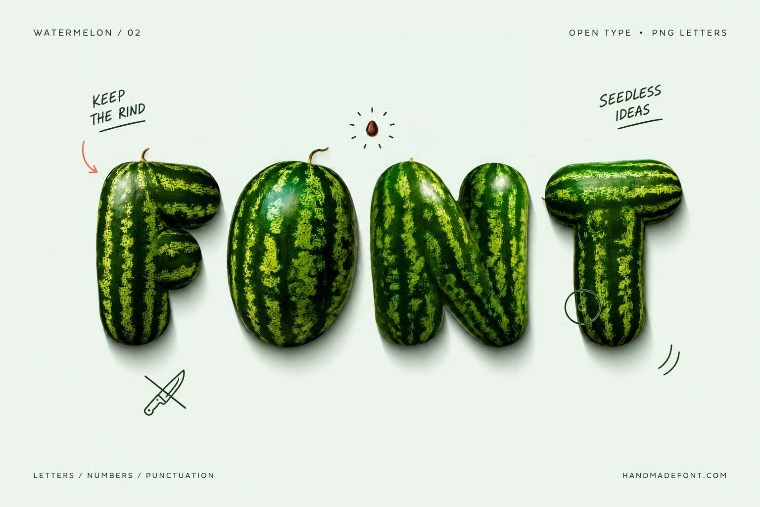Watermelon Font – juicy green fruit typography for summer food design