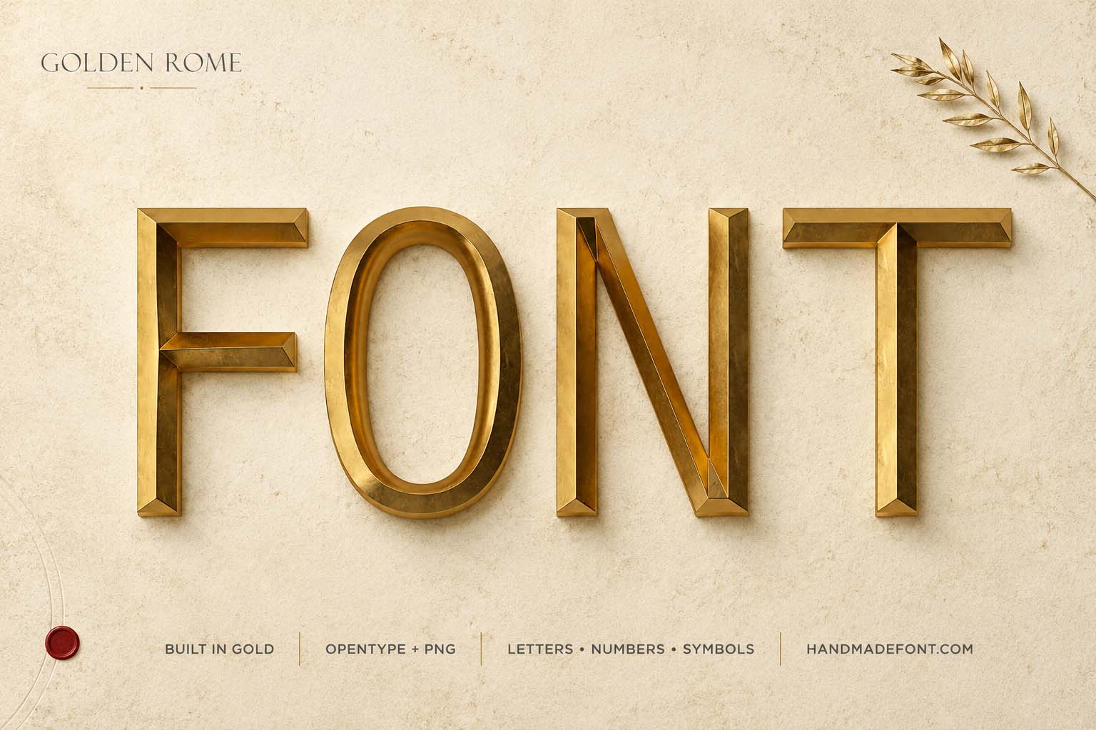 Golden Rome Font with elegant classical gold letterforms