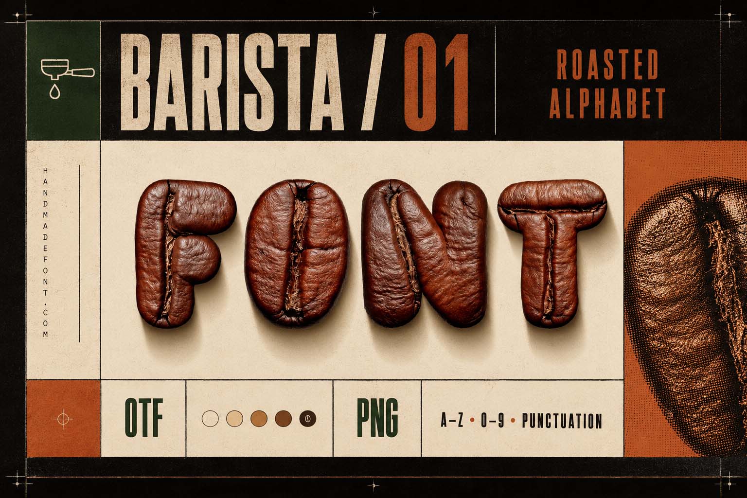 Barista Font in another roasted coffee bean typography design