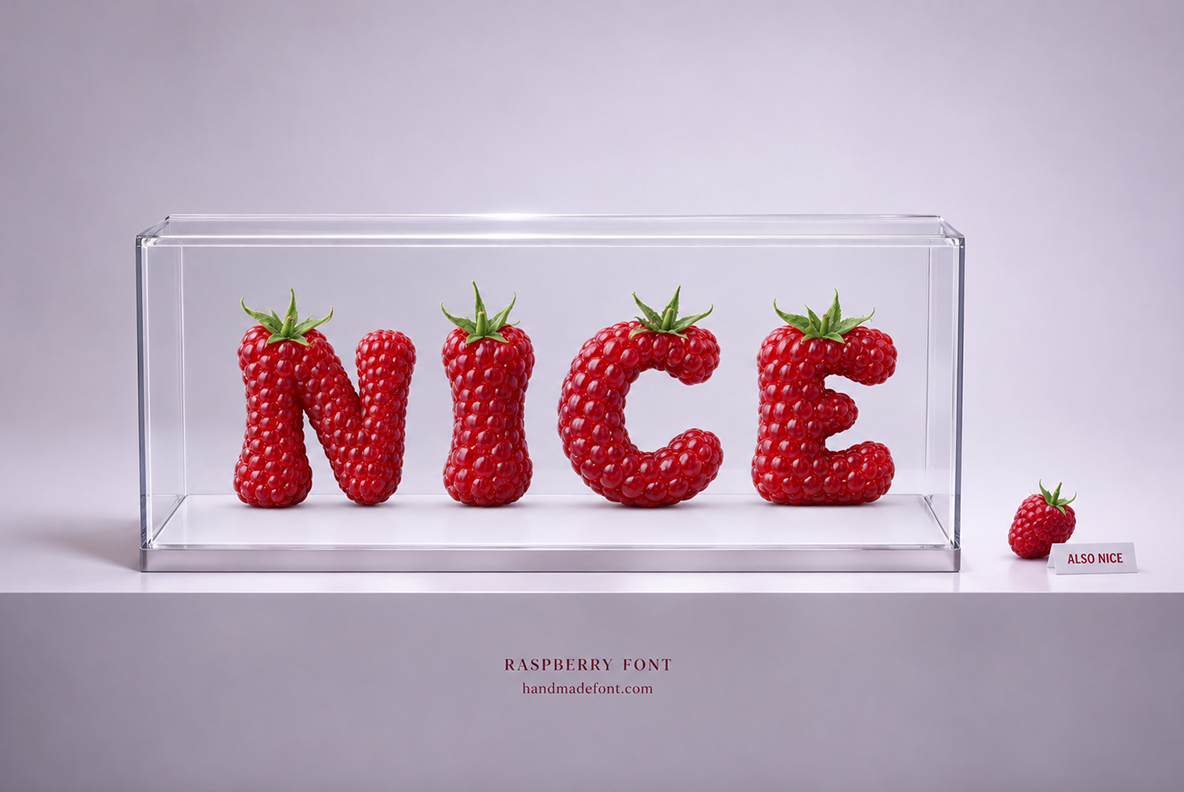 Raspberry Font display design in red Display design with a short word set in the Raspberry Font