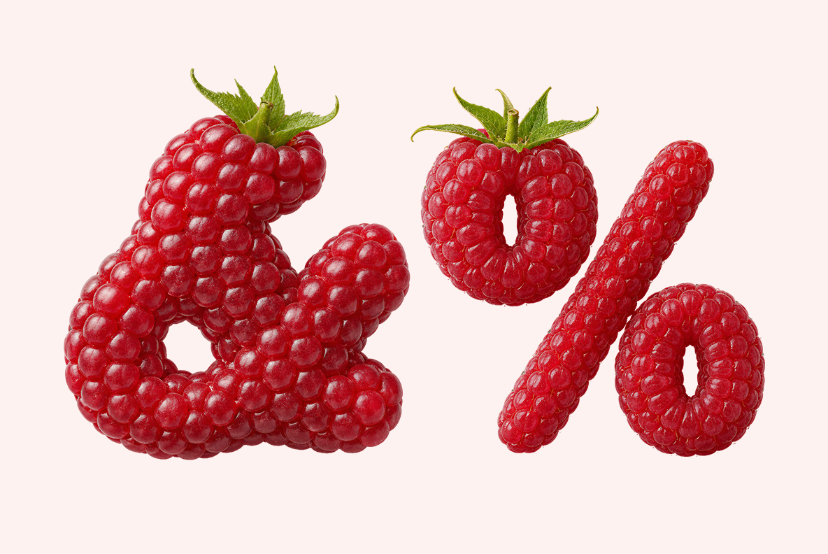 Raspberry Font punctuation and symbols Punctuation marks and symbols of the Raspberry Font built from raspberry drupelets